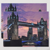 風光明媚なロンドンタワーブリッジスクラップブック紙 (正面/裏面)