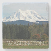 風光明媚なワシントン山レイニアーランドスケープ ストーンコースター (正面)