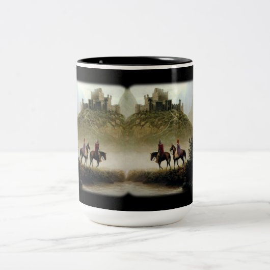 風光明媚な中世ファンタジーマグ ツートーンマグカップ (中央)