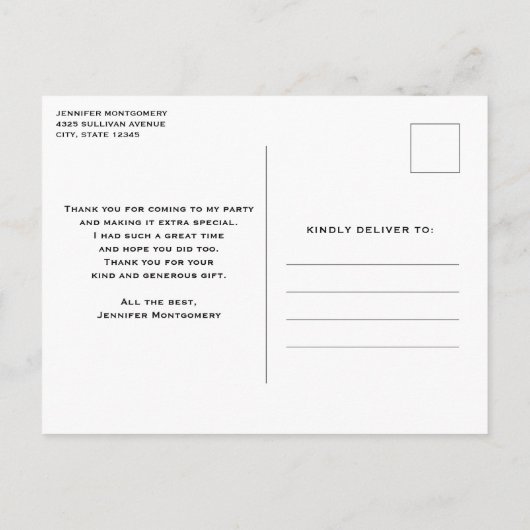 風光明媚な写真の滝と森ありがとう ポストカード (裏面)