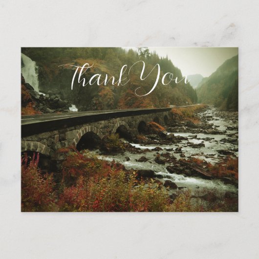 風光明媚な写真の滝と森ありがとう ポストカード (正面)