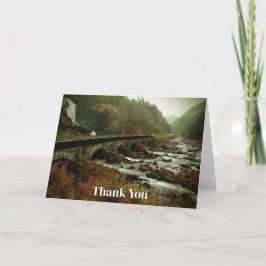 風光明媚な写真の滝と森 サンキューカード