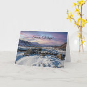 風光明媚な冬のクリスマス写真 カード (黄色い花)