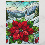 風光明媚な冬のポインセチアステンドグラスのスクラップブック (正面)