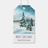 風光明媚な冬のワンダーランド水の色絵画の数 ギフトタグ (正面)