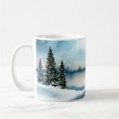 風光明媚な冬のワンダーランド水の色絵画の数 コーヒーマグカップ (左)
