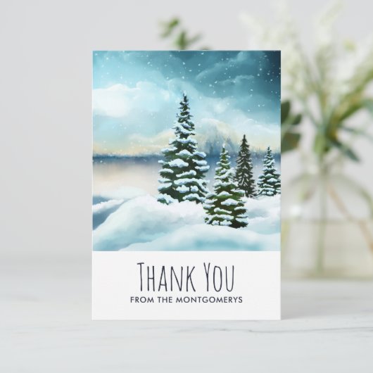 風光明媚な冬のワンダーランド水の色絵画の数 サンキューカード (スタンド正面)