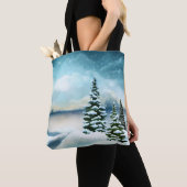 風光明媚な冬のワンダーランド水の色絵画の数 トートバッグ (クローズアップ)