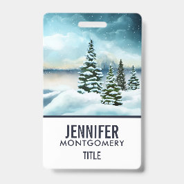 風光明媚な冬のワンダーランド水の色絵画の数 バッジ