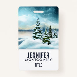 風光明媚な冬のワンダーランド水の色絵画の数 バッジ