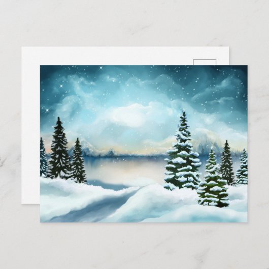 風光明媚な冬のワンダーランド水の色絵画の数 ポストカード (正面/裏面)