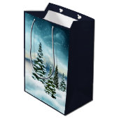 風光明媚な冬のワンダーランド水の色絵画の数 ミディアムペーパーバッグ (裏面アングル)