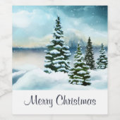 風光明媚な冬のワンダーランド水の色絵画の数 ワインラベル (シングルラベル)