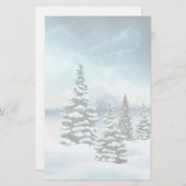 風光明媚な冬のワンダーランド水の色絵画の数 便箋 (正面/裏面)