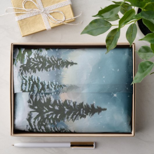 風光明媚な冬のワンダーランド水の色絵画の数 薄葉紙 (ギフト)