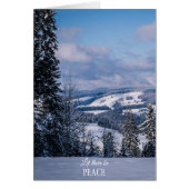 風光明媚な冬の山の平和クリスマスカード (正面)