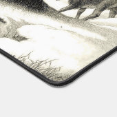 風光明媚な冬の森の雪の常緑緑の野生動物 デスクマット (コーナー)