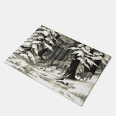 風光明媚な冬の森の雪の常緑緑の野生動物 ドアマット (アングル)