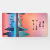 風光明媚な冬の湖と鹿誕生日 横断幕 (横)