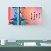 風光明媚な冬の湖と鹿誕生日 横断幕 (トレードショー)