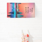 風光明媚な冬の湖と鹿誕生日 横断幕 (インサイチュ)