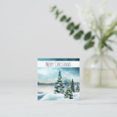 風光明媚な冬の風景クリスマスの水色 スクエア名刺 (スタンド正面)