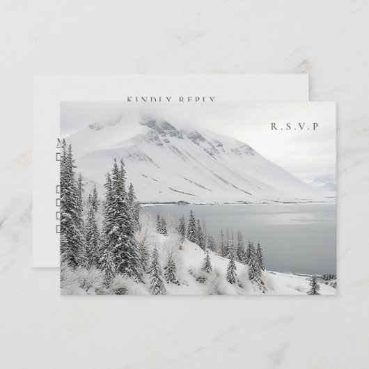 風光明媚な冬の風景結婚の食事の選択肢RSVP 出欠カード (正面/裏面)