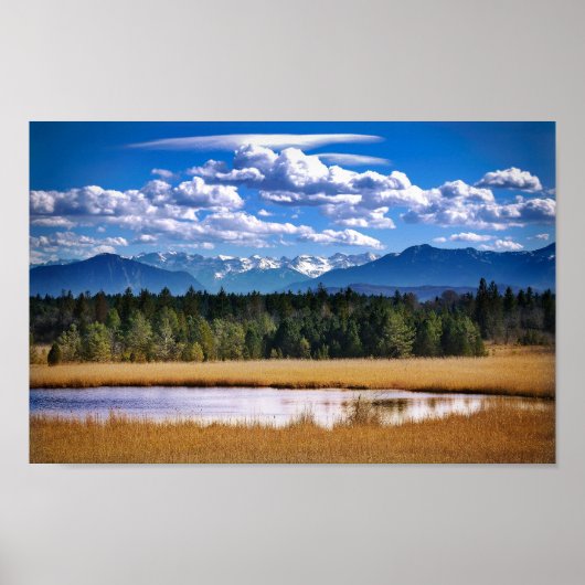 風光明媚な山々アルパインランドスケープ ポスター (正面)