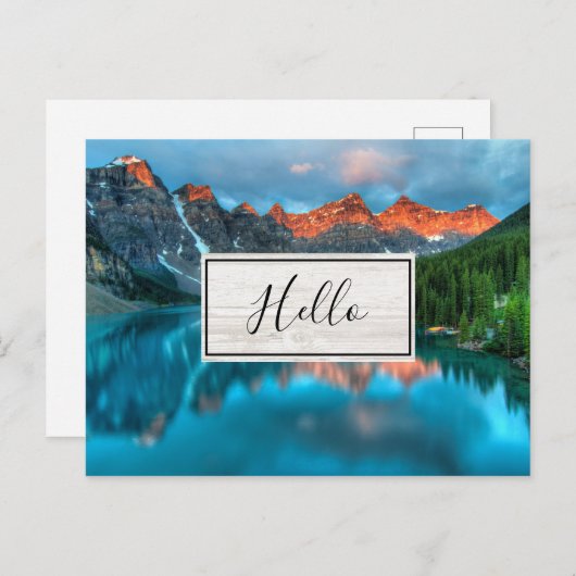 風光明媚な山と湖の写真こんにちは ポストカード (正面/裏面)