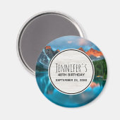 風光明媚な山と湖の写真の日付を保存 マグネット (正面/裏面)