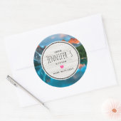 風光明媚な山と湖の写真キッチン ラウンドシール (封筒)