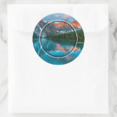 風光明媚な山と湖の写真キッチン ラウンドシール (バッグ)