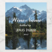 風光明媚な山と湖の写真パーソナライズされた ワインラベル (シングルラベル)