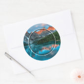 風光明媚な山と湖の写真事業 ラウンドシール (封筒)