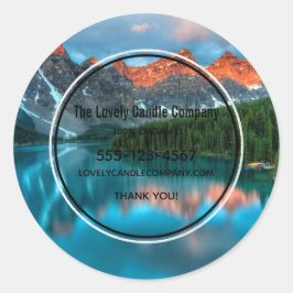 風光明媚な山と湖の写真事業 ラウンドシール