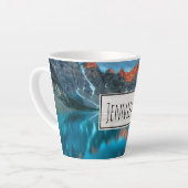 風光明媚な山と湖の風景の写真 カフェラテマグ (左アングル)