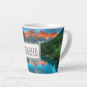 風光明媚な山と湖の風景の写真 カフェラテマグ (右アングル)