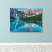 風光明媚な山と湖の風景の写真 キャンバスプリント (インサイチュ (ウッドフロア))