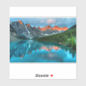 風光明媚な山と湖の風景の写真 シール (シート)