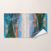 風光明媚な山と湖の風景の写真 バスタオルセット (ハンドタオル)