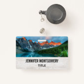 風光明媚な山と湖の風景の写真 バッジ (正面リトラクタブル付き)