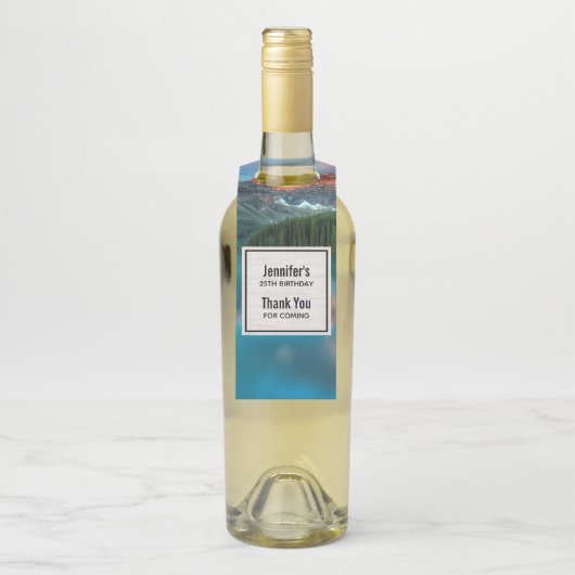 風光明媚な山と湖の風景の写真 ボトルネックタグ (ボトル)