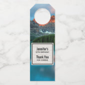 風光明媚な山と湖の風景の写真 ボトルネックタグ (正面)