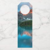 風光明媚な山と湖の風景の写真 ボトルネックタグ (裏面)