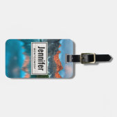 風光明媚な山と湖の風景の写真 ラゲッジタグ (正面横)