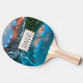 風光明媚な山と湖の風景の写真 卓球ラケット (横)