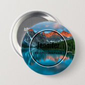 風光明媚な山と湖の風景の写真 缶バッジ (正面&裏面)