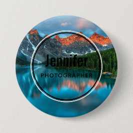 風光明媚な山と湖の風景の写真 缶バッジ