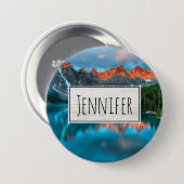 風光明媚な山と湖の風景の写真 缶バッジ (正面&裏面)