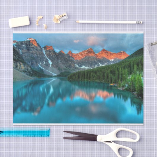 風光明媚な山と湖の風景の写真 薄葉紙 (クラフト)